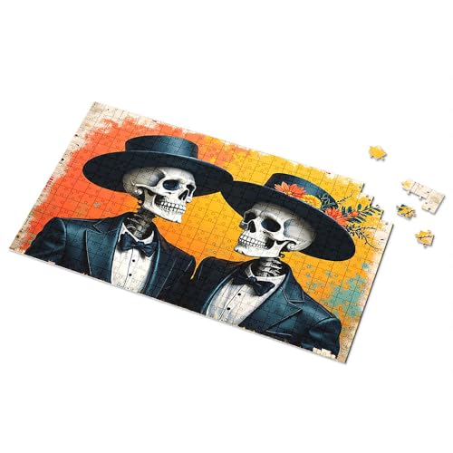 500-teiliges Puzzle, personalisiertes Skelett-Paar, Niqué, Gothic, Halloween, Hochzeit, Bild, Puzzle, Brett, 500 Teile Puzzles für Erwachsene (300 Teile) von TSGB
