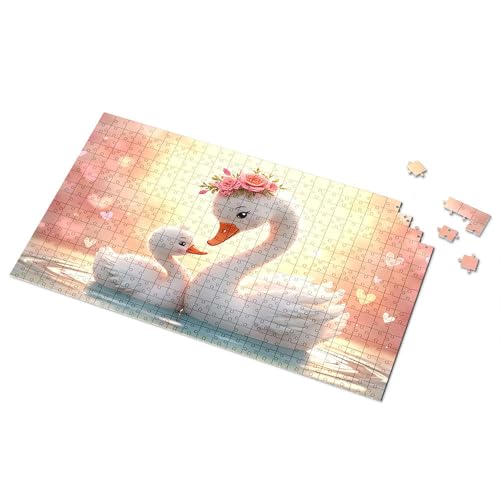 500-teiliges Puzzle-Brett "Love In The Water: A Swan Family'S Heartwarming Scene Picture Puzzle Board 500 Piece Puzzles For Adults(1000PCS) von TSGB