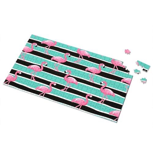 500-teiliges Puzzle für Erwachsene, Flamingo-Streifen: tropisches Muster, Bilderpuzzle, 500-teiliges Puzzle für Erwachsene, Puzzle (500 Teile) von TSGB