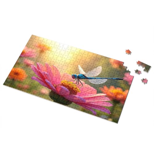 500-teiliges Puzzle für Erwachsene, Motiv: tanzende Libelle auf einer rosa Blume, 500-teiliges Puzzle für Erwachsene, Puzzle (500 Teile) von TSGB