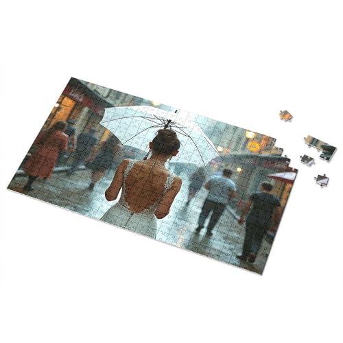 500-teiliges Puzzle für Erwachsene, Regentag, Eleganz: Eine Frau in weißem Bild, Puzzle, 500-teiliges Puzzle für Erwachsene, Puzzle (500 Teile) von TSGB