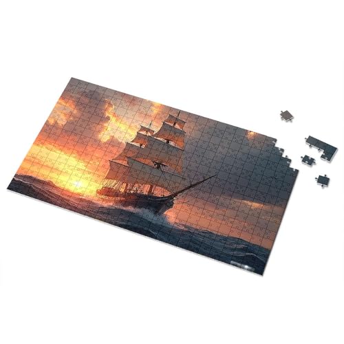 500-teiliges Puzzle für Erwachsene, Vintage-Segelschiff bei Sonnenuntergang, Bilderpuzzle, 500-teiliges Puzzle für Erwachsene, Puzzle (300 Teile) von TSGB