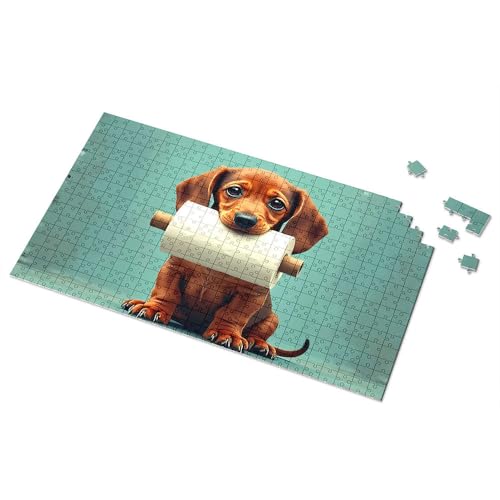 500-teiliges Puzzle für Erwachsene, bezaubernder Hund, der Toilettenpapier hält, Bilderpuzzle 500 Teile Puzzles für Erwachsene Puzzle (500 Teile) von TSGB