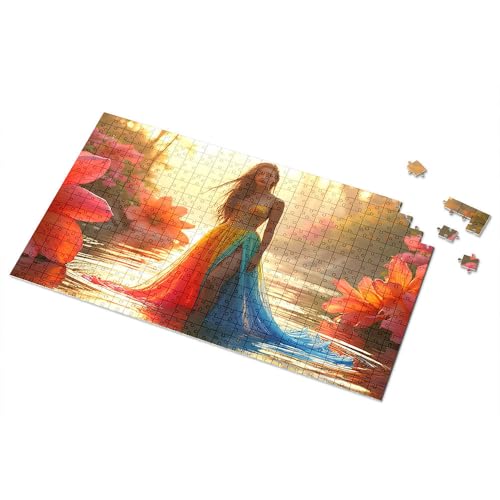 500-teiliges Puzzle für Erwachsene, verzauberter Garten: Eine Frau in einem Regenbogenkleid, Bilder-Puzzle, 500-teiliges Puzzle für Erwachsene, Puzzle (1000 Teile) von TSGB