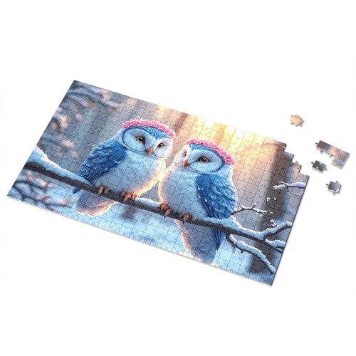 500-teiliges Puzzle für Erwachsene, zwei Eulen im Winterwunderland, Bilderpuzzle 500 Teile für Erwachsene, Puzzle (500 Teile) von TSGB