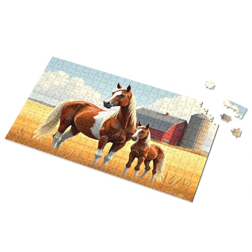 500-teiliges Puzzle für Erwachsene, zwei Pferde in einem goldenen Feld, Bilder-Puzzle, 500-teiliges Puzzle für Erwachsene, Puzzle (500 Teile) von TSGB