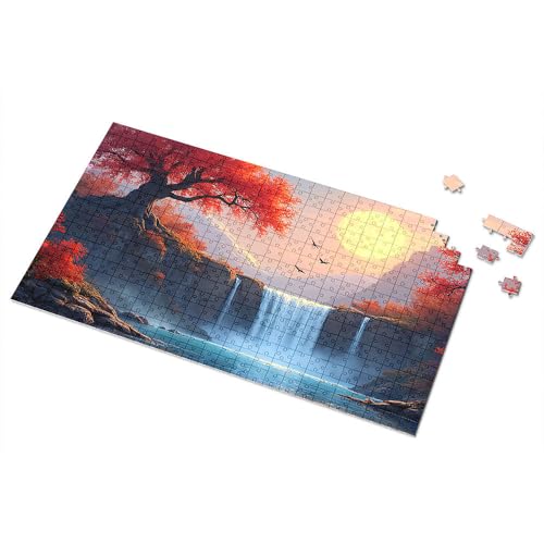 Geschenke für 5 Jahre alte Mädchen, Vollmond über dem Herbst, Wasserfall-Bild, Puzzle, Punkt-It-Spiel für Kinder (1000 Teile) von TSGB