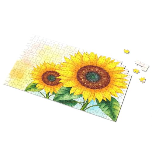 Geschenke für 5 Jahre alte Mädchen, zwei lebendige Sonnenblumen in Blüte, Bilder-Puzzle, Punkt-It-Spiel für Kinder (300 Stück) von TSGB