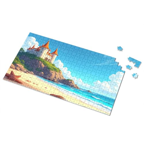 Geschenke für 5-jährige Mädchen, Fantasy-Schloss am Meer, Bilder-Puzzle, Punkt-It-Spiel für Kinder (300 Teile) von TSGB