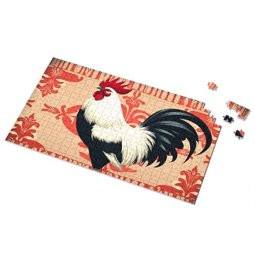Geschenke für 5-jährige Mädchen, Hahn mit roten und schwarzen Federn, Bilder-Puzzle, Punkt-It-Spiel für Kinder (300 Teile) von TSGB