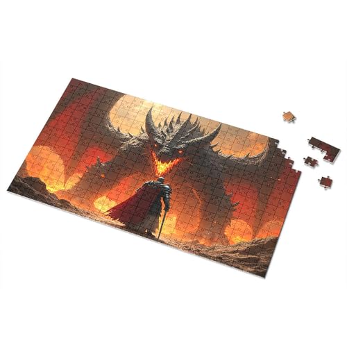 Geschenke für 5-jährige Mädchen, Held konfrontiert den Drachen in Flammen, Bilder-Puzzle, Punkt-It-Spiel für Kinder (300 Teile) von TSGB