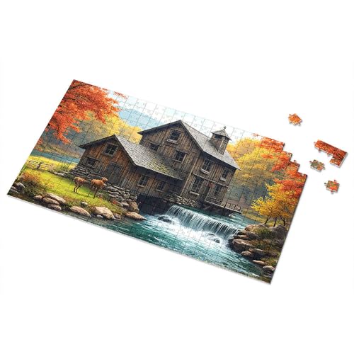 Geschenke für 5-jährige Mädchen, Herbstgelassenheit: Eine rustikale Mühle am Fluss, Bilder-Puzzle, Punkt-It-Spiel für Kinder (500 Stück) von TSGB