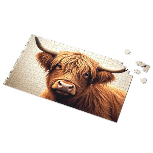 Geschenke für 5-jährige Mädchen, Hochlandkuh, Portrait: Majestätisches und geheimnisvolles Bilder-Puzzle, Punkt-It-Spiel für Kinder (300 Teile) von TSGB
