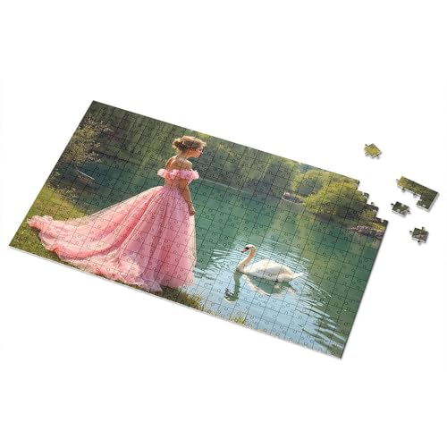 Geschenke für 5-jährige Mädchen, Prinzessin in Rosa am See mit Schwan, Puzzle, Punkt-It-Spiel für Kinder (300 Teile) von TSGB
