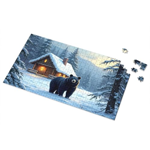 Geschenke für 5-jährige Mädchen, Schneekabine, Bär im Wald, Puzzle, Punkt-It-Spiel für Kinder (1000 Teile) von TSGB