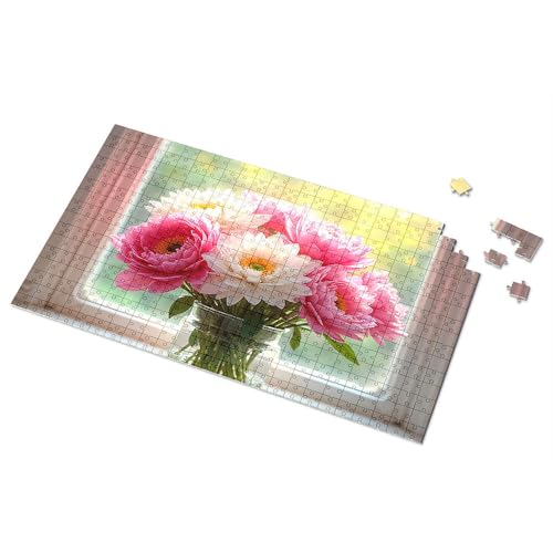 Geschenke für 5-jährige Mädchen, Sonnenstrahl, Blumenstrauß aus rosa und weißen Blumen, Puzzle, Punkt-It-Spiel für Kinder (500 Stück) von TSGB