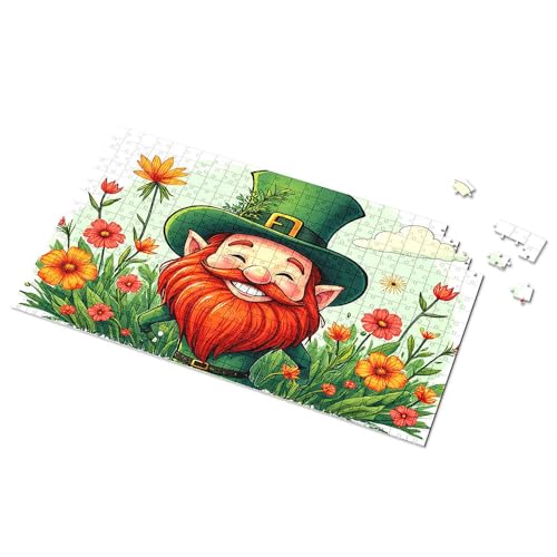 Geschenke für 5-jährige Mädchen, St. Patrick's Day Zwerg mit Blumen, Bild, Puzzle, Punkt-It-Spiel für Kinder (300 Stück) von TSGB