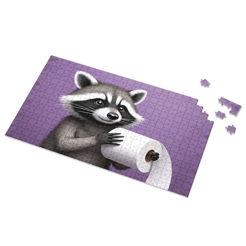Geschenke für 5-jährige Mädchen, Waschbär hält Toilettenpapierrolle, Bild, Puzzle, Punkt-It-Spiel für Kinder (1000 Stück) von TSGB