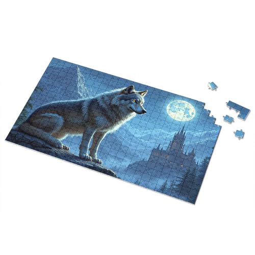 Geschenke für 5-jährige Mädchen, Wolf-Wächter im Mondschein, Bilder-Puzzle, Punkt-It-Spiel für Kinder (1000 Stück) von TSGB