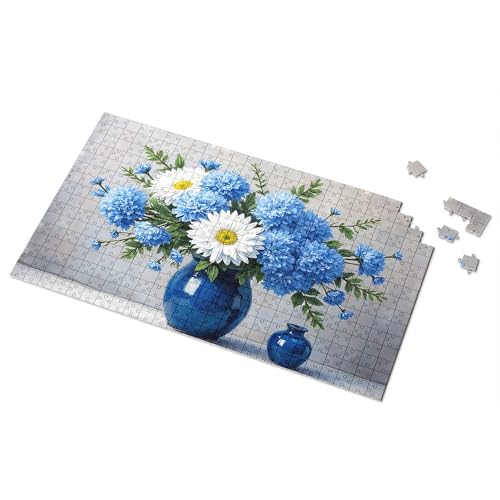 Geschenke für 5-jährige Mädchen, blaues Blumenarrangement in Keramikvase, Bild, Puzzle, Punkt-It-Spiel für Kinder (500 Stück) von TSGB
