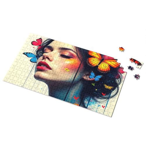 Geschenke für 5-jährige Mädchen, bunte Schmetterlinge im künstlerischen Portrait, Puzzle, Punkt-It-Spiel für Kinder (500 Stück) von TSGB