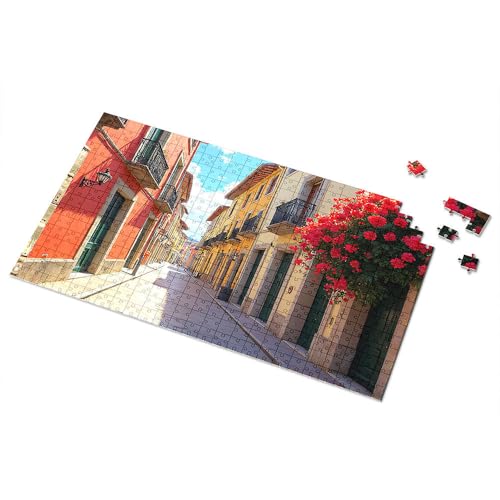 Geschenke für 5-jährige Mädchen, bunte Straße mit hängenden Blumen, Bild, Puzzle, Punkt-It-Spiel für Kinder (300 Stück) von TSGB