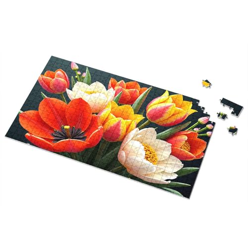 Geschenke für 5-jährige Mädchen, bunte Tulpen, blühen im Frühling, Bilder-Puzzle, Punkt-It-Spiel für Kinder (1000 Stück) von TSGB