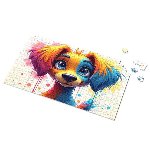 Geschenke für 5-jährige Mädchen, buntes Cartoon-Hunde-Portrait-Bild, Puzzle, Punkt-It-Spiel für Kinder (500 Stück) von TSGB