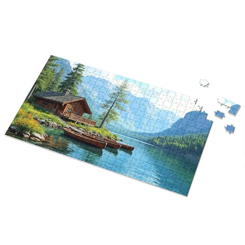 Geschenke für 5-jährige Mädchen, friedliche Hütte am See mit Kanus, Bilder-Puzzle, Punkt-It-Spiel für Kinder (1000 Teile) von TSGB