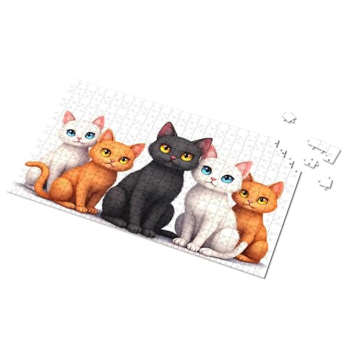 Geschenke für 5-jährige Mädchen, fünf niedliche Katzen mit hellen Augen, Bilder-Puzzle, Punkt-It-Spiel für Kinder (500 Stück) von TSGB