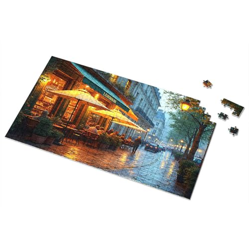 Geschenke für 5-jährige Mädchen, regnerische Nacht im Pariser Café, Bilder-Puzzle, Punkt-It-Spiel für Kinder (1000 Teile) von TSGB
