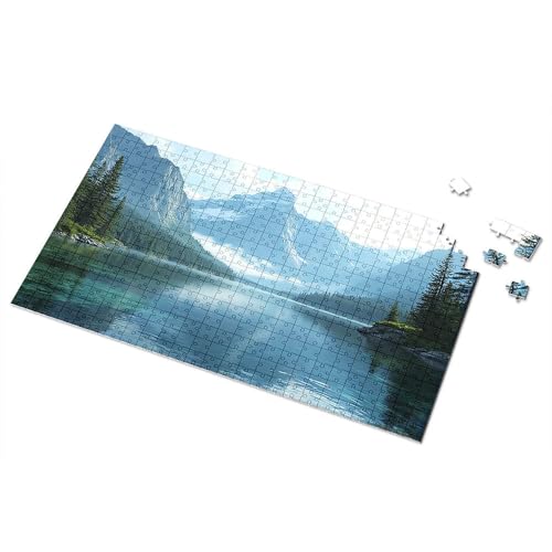 Geschenke für 5-jährige Mädchen, ruhiger See inmitten majestätischer Berge, Bilder-Puzzle, Spot-It-Spiel für Kinder (300 Teile) von TSGB