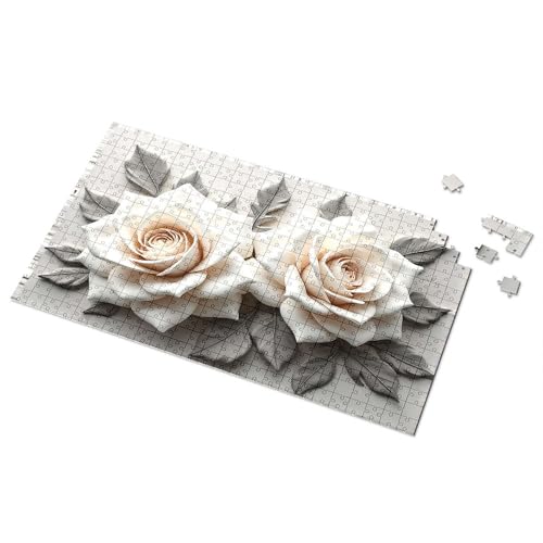 Geschenke für 5-jährige Mädchen, weiße Rosen und Blätter, Blumendesign, Puzzle, Punkt-It-Spiel für Kinder (300 Stück) von TSGB