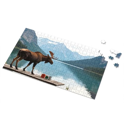 Ostergeschenke für Kleinkinder, Alpine Majestät: A Elch Teepause am See, Bilderpuzzle, Kleinkind-Puzzle, Puzzle, 300 Teile, für Erwachsene (500 Stück) von TSGB