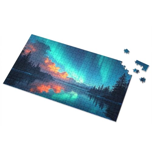 Ostergeschenke für Kleinkinder, Aurora Borealis über dem See, Bilderpuzzle, Kleinkind-Puzzle, Puzzle, 300 Teile, für Erwachsene (500 Stück) von TSGB
