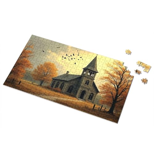 Ostergeschenke für Kleinkinder, Herbstgelassenheit: Eine Kirche im Wald, Bilderpuzzle, Kleinkind-Puzzle, Puzzle, 300 Teile, für Erwachsene (300 Stück) von TSGB