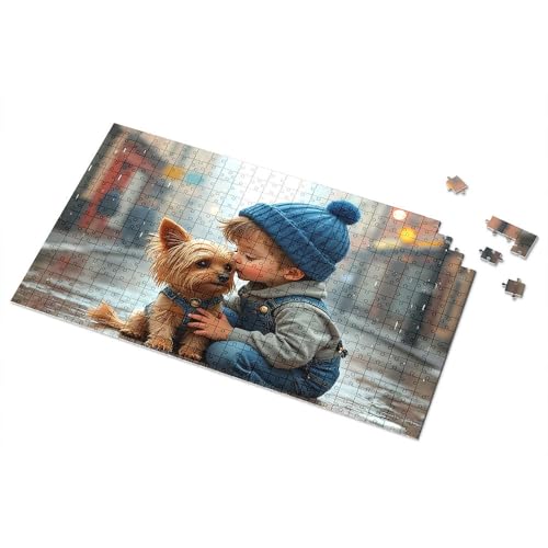 Ostergeschenke für Kleinkinder, Kind und Hund im Regen, Bilderpuzzle, Kleinkind-Puzzle, Puzzle, 300 Teile, für Erwachsene (500 Stück) von TSGB