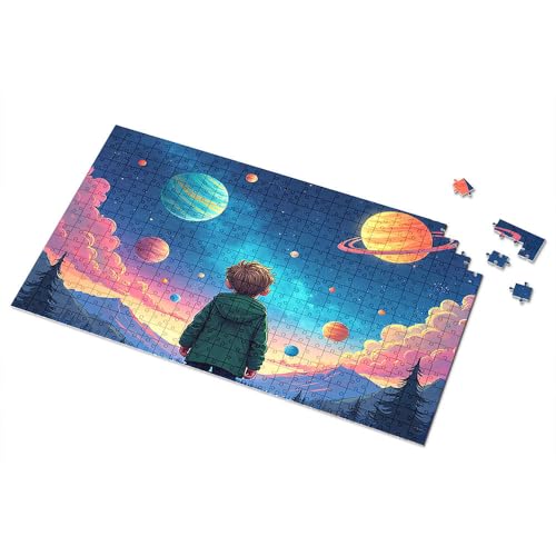 Ostergeschenke für Kleinkinder, Kinder, die auf bunte Planeten im Himmel schauen, Bilderpuzzle, Kleinkind-Puzzle, Puzzle, 300 Teile, für Erwachsene (500 Stück) von TSGB