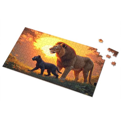 Ostergeschenke für Kleinkinder, Majestät: Löwe und Panther zusammen, Bilderpuzzle, Kleinkind-Puzzle, Puzzle, 300 Teile, für Erwachsene (500 Stück) von TSGB