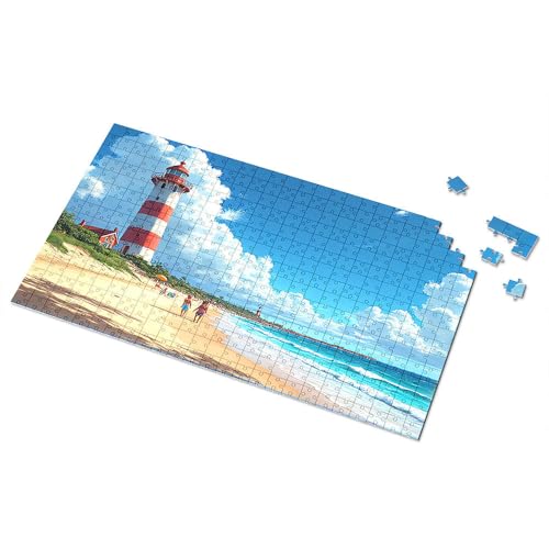 Ostergeschenke für Kleinkinder, Strandspaziergang mit Leuchtturm-Ansicht, Bildpuzzle, Kleinkind-Puzzle, Puzzle, 300 Teile, für Erwachsene (1000 Stück) von TSGB