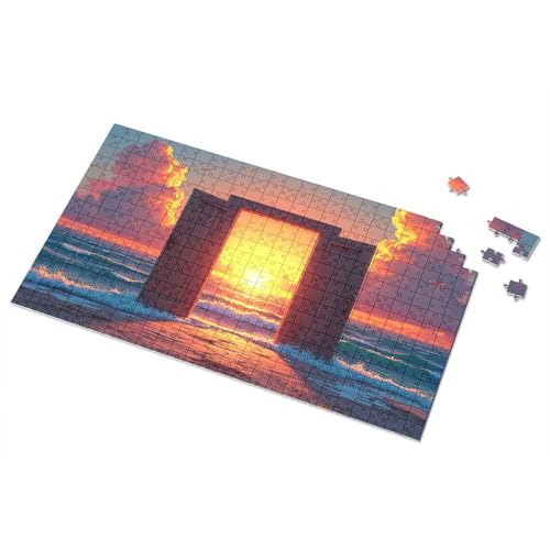 Ostergeschenke für Kleinkinder, Tür zur Gelassenheit: Sonnenuntergang am Meer, Bilderpuzzle, Kleinkind-Puzzle, Puzzle, 300 Teile, für Erwachsene (1000 Stück) von TSGB