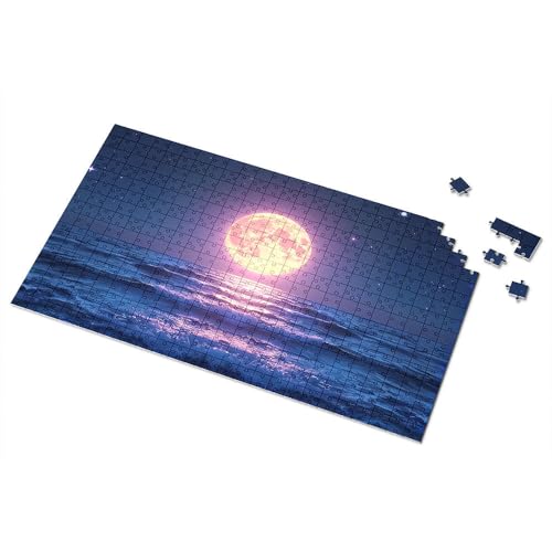 Ostergeschenke für Kleinkinder, Vollmond über dem Ozean bei Nacht, Bilderpuzzle, Kleinkind-Puzzle, Puzzle, 300 Teile, für Erwachsene (500 Stück) von TSGB