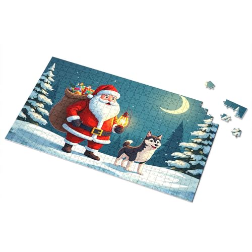 Ostergeschenke für Kleinkinder, Weihnachtsmann und sein Hund in der verschneiten Nacht, Bilderpuzzle, Kleinkind-Puzzle, Puzzle, 300 Teile, für Erwachsene (1000 Stück) von TSGB