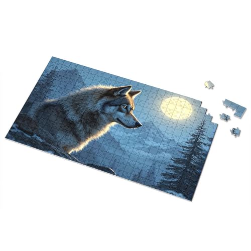 Ostergeschenke für Kleinkinder, Wolf in den Mondschein Berge, Bilderpuzzle, Kleinkind-Puzzle, Puzzle, 300 Teile, für Erwachsene (1000 Stück) von TSGB