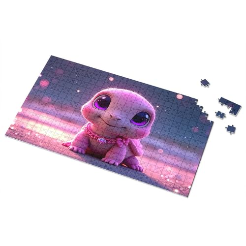 Ostergeschenke für Kleinkinder, bezaubernder rosa Dinosaurier mit Herz-Halskette, Bildpuzzle, Kleinkind-Puzzle, Puzzle, 300 Teile für Erwachsene (1000 Stück) von TSGB