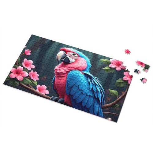 Ostergeschenke für Kleinkinder, bunter Papagei in einem blühenden Garten, Bildpuzzle, Kleinkind-Puzzle, Puzzle, 300 Teile, für Erwachsene (500 Stück) von TSGB