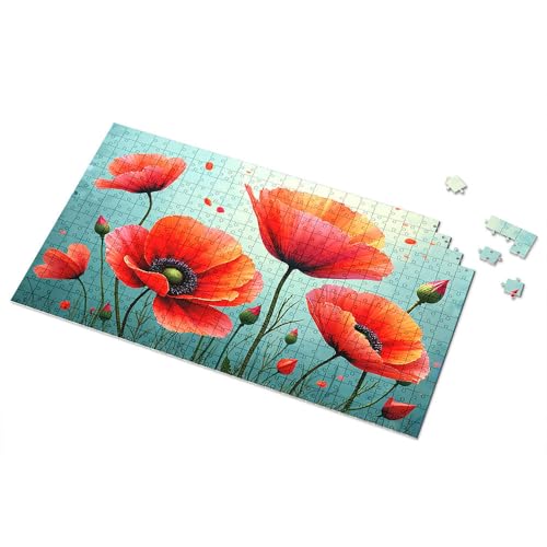 Ostergeschenke für Kleinkinder, rote Mohnblumen, Bilderpuzzle, Kleinkind-Puzzle, Puzzle, 300 Teile, für Erwachsene (1000 Stück) von TSGB