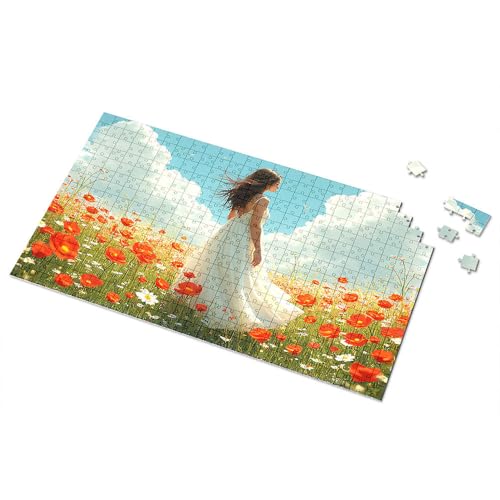Ostergeschenke für Kleinkinder, ruhige Frau in weißem Kleid inmitten lebendiger Blumen, Bilder-Puzzle, 500 Teile, für Erwachsene, Puzzlebrett (500 Stück) von TSGB