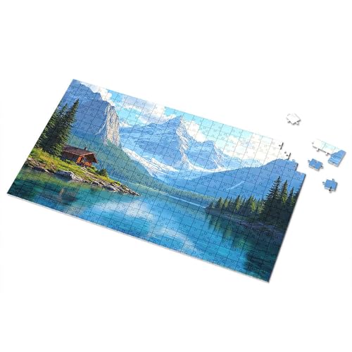 Ostergeschenke für Kleinkinder, ruhige Hütte am See und in den Bergen, Bilderpuzzle, Kleinkind-Puzzle, Puzzle, 300 Teile, für Erwachsene (300 Stück) von TSGB