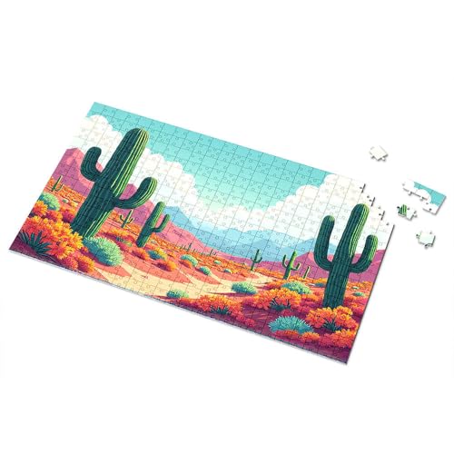 Puzzle, 1000 Teile, Wüstenlandschaft mit Kakteen und Blumen, Bildpuzzle, Puzzles für Kleinkinder von 2–4 Jahren, Mädchen, Spielzeug im Alter von 4–5 (500 Stück) von TSGB